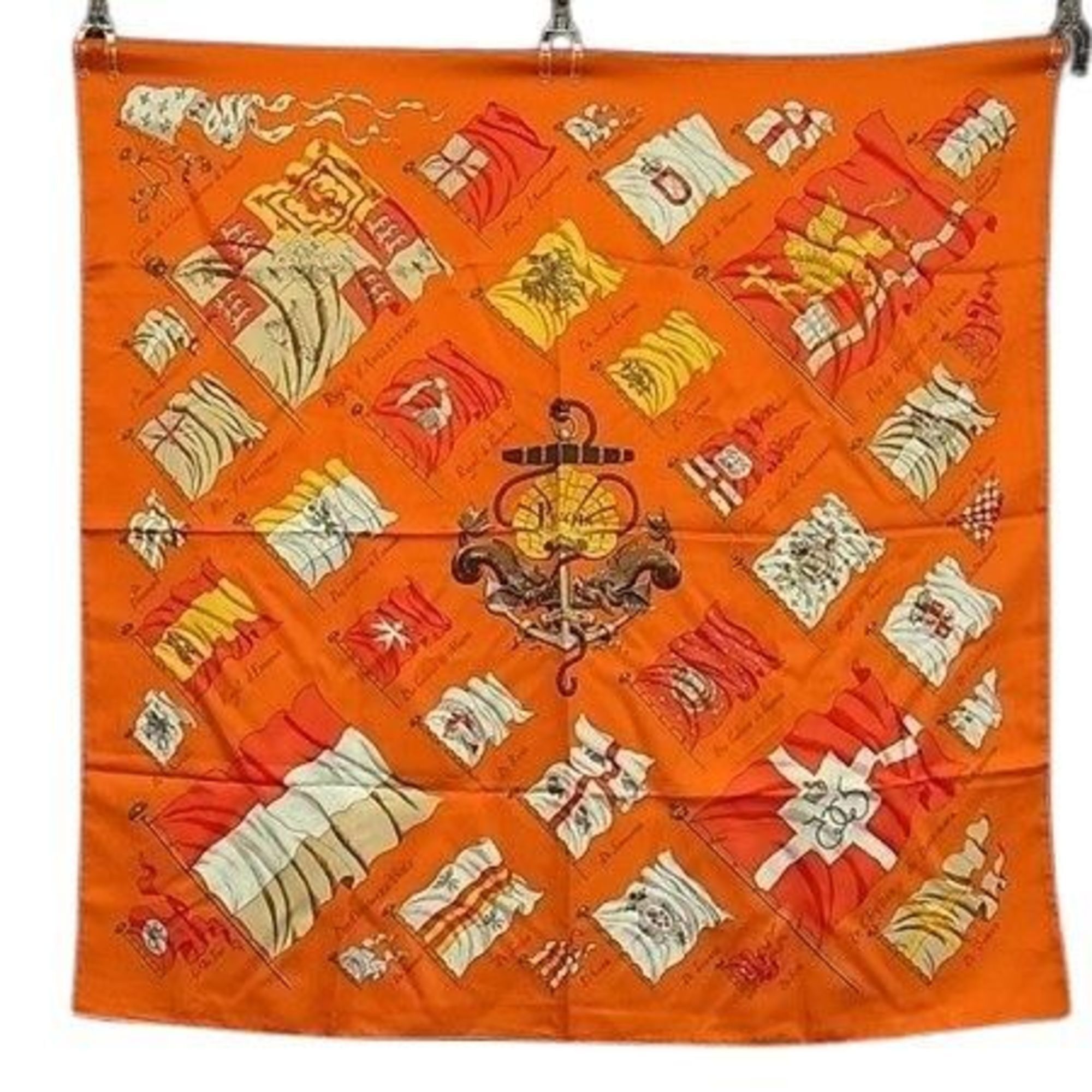Hermes Carr 90 Scarf, Multicolor Silk, Women's, Pavois Ship's Flag